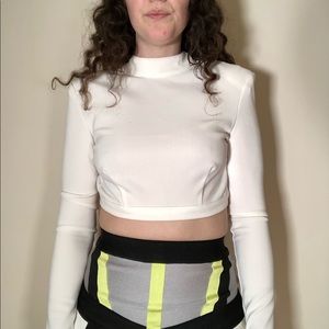 White Long Sleeve Crop Top